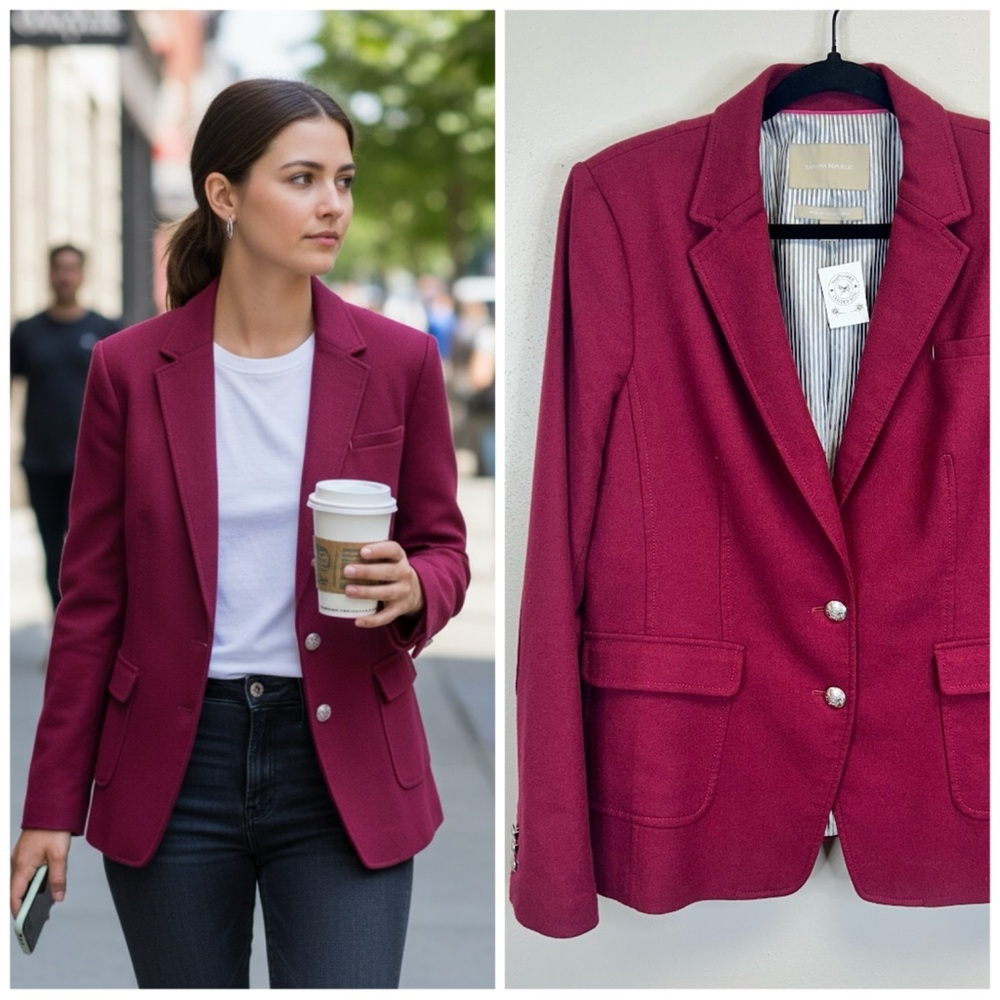 Career Workwear Academia Italian Fabric Size 14 Office Preppy Blazer Banana Rep